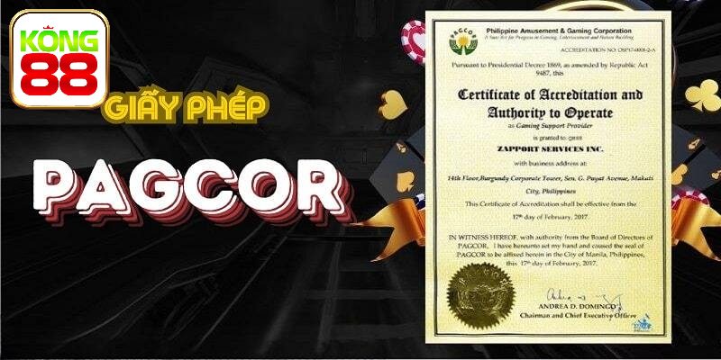 Giấy chứng nhận uy tín đến từ PAGCOR thể hiện sự minh bạch