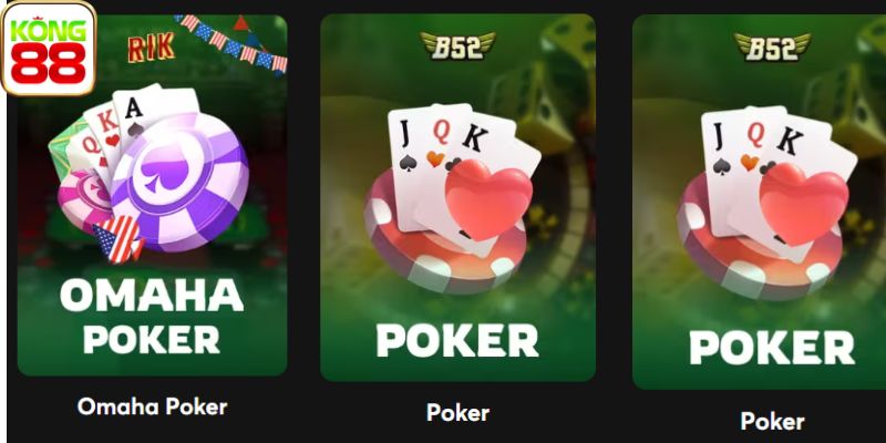 Nhiều phiên bản poker Kong88 cực thú vị